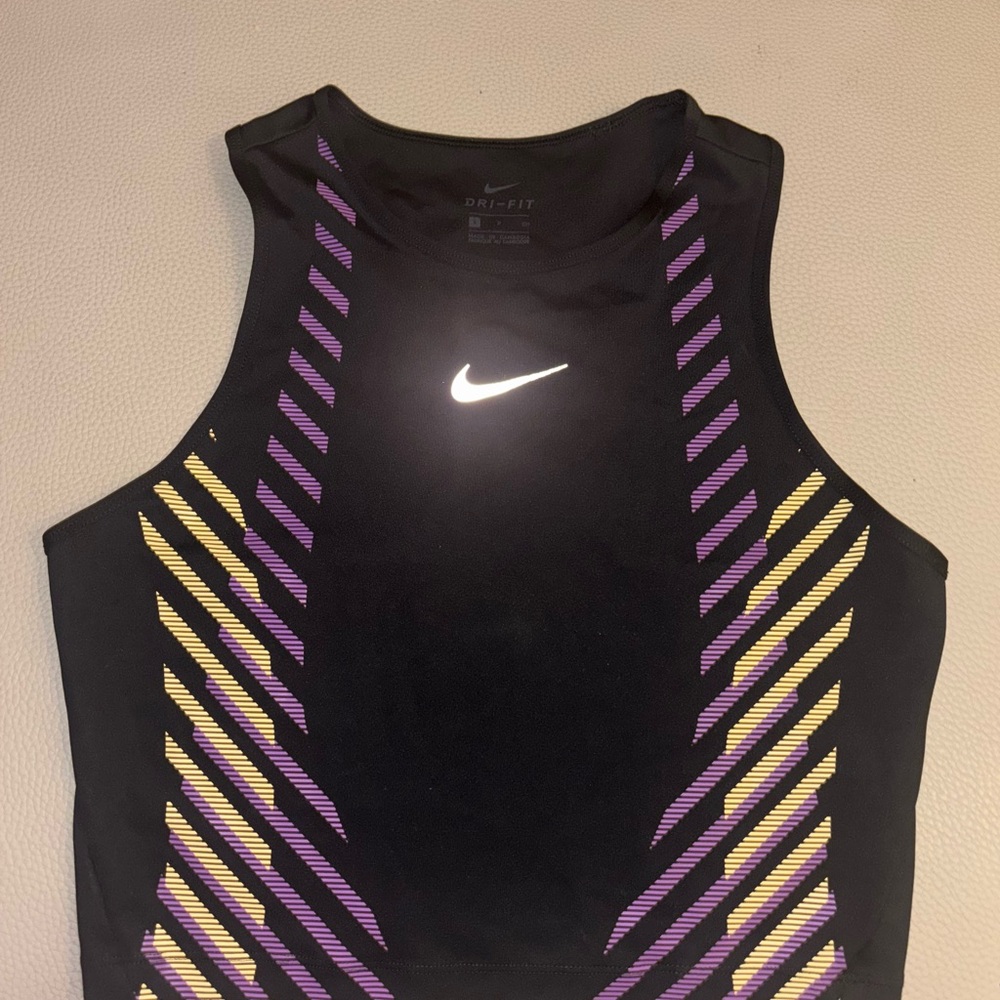 Nike Black Tank Top with Purple and Yellow Stripes